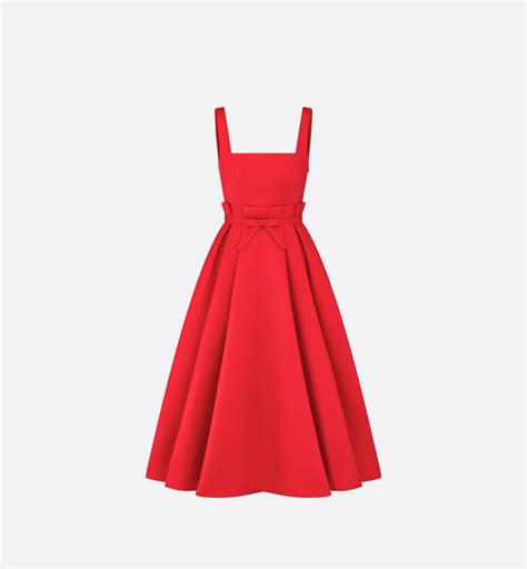 dior red satin mini dress price|Dior mid length dresses.